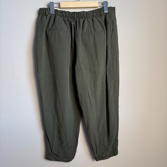 Zara Woman Lightweight Viscose X-Large Capris Army Green Comfort Waist Festival - Picture 5 of 14